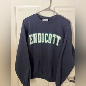 Champion Endicott Women's Navy Crewneck Sweater with Green Lettering